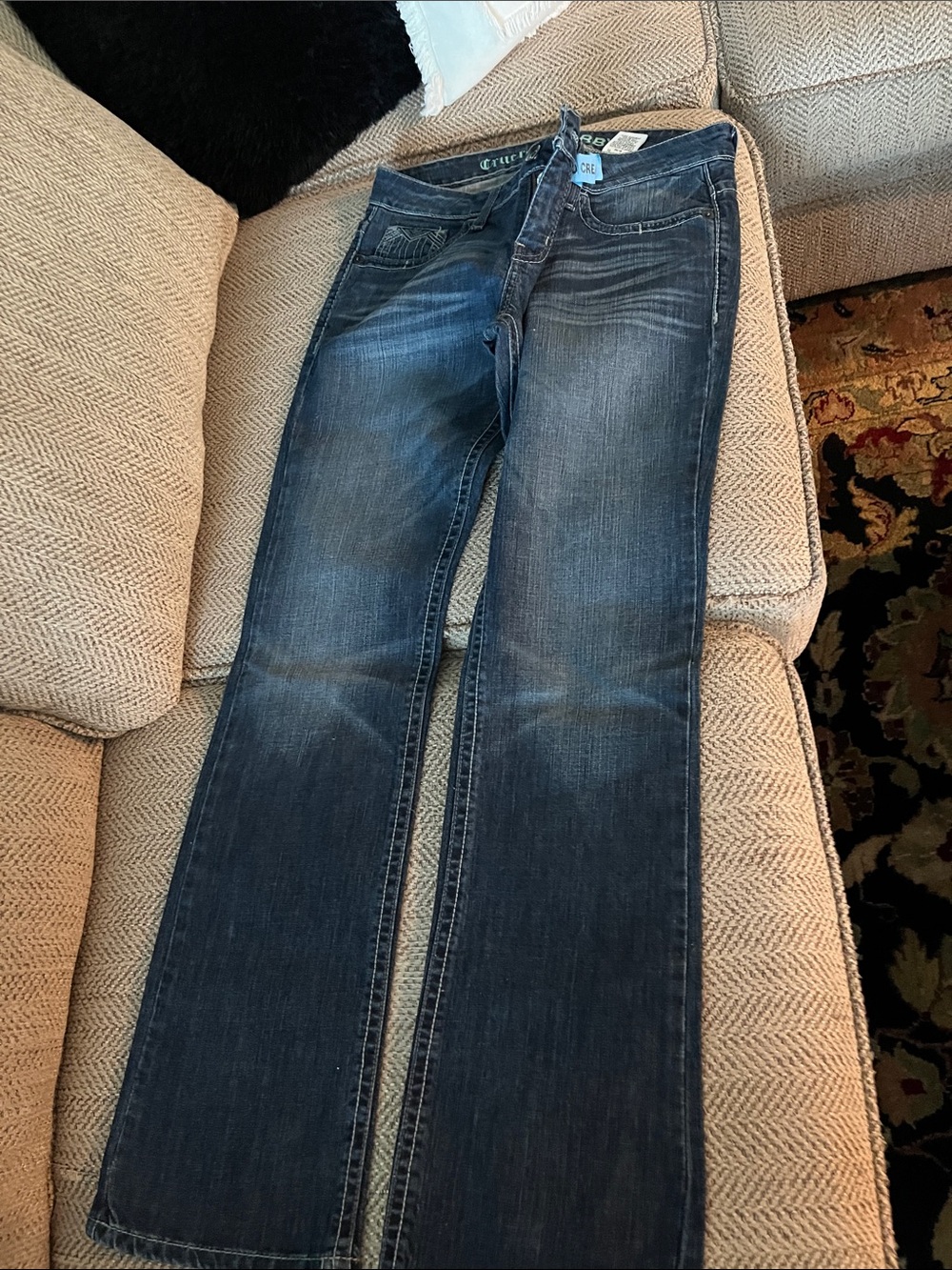 Cruel Women’s Dark Blue Boot Cut Jeans with Embroidered Back Pockets - Picture 4 of 6